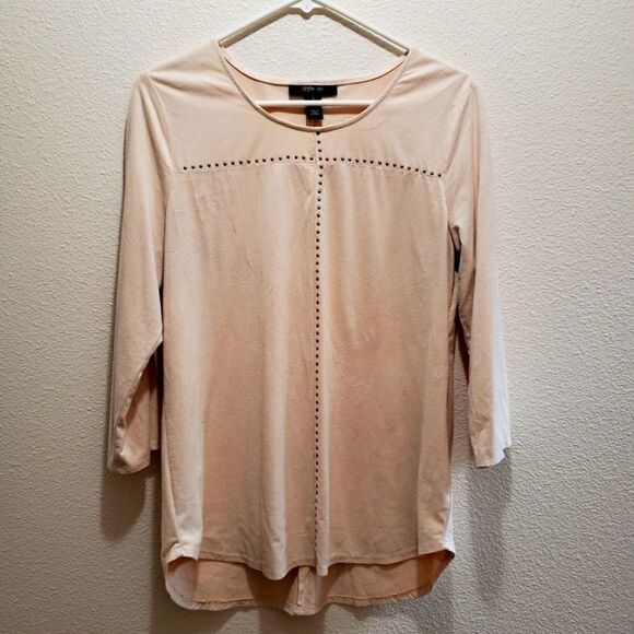 Style and co., faux suede top, tan, S - Picture 1 of 4